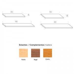 medidas y acabados estantes madera Tria shelving system Mobles 114