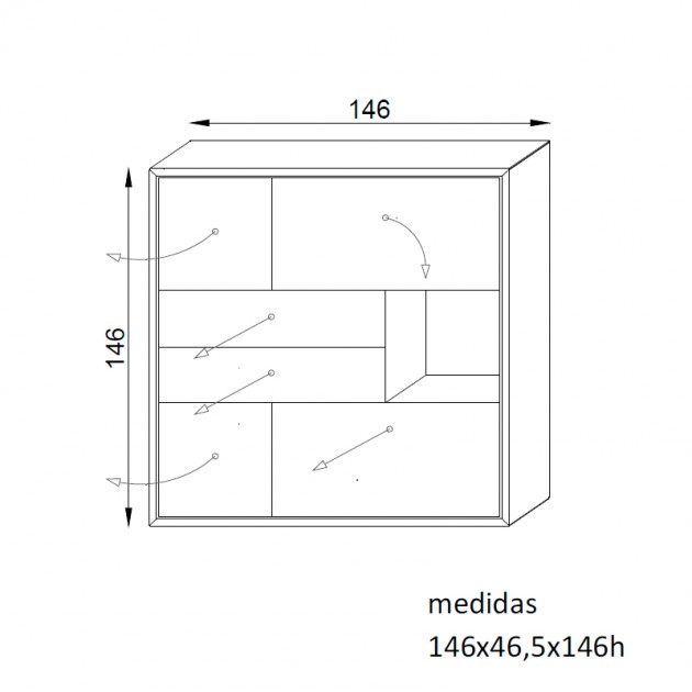 Medidas Aparador Odeon 5 de Arlex en Moises Showroom