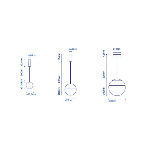 tamaños lámpara suspensión Dipping light Marset
