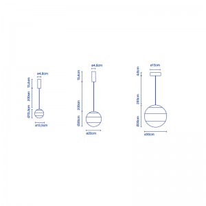 tamaños lámpara suspensión Dipping light Marset