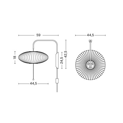 Lámpara Nelson Saucer Wall Sconce Cabled HAY medidas Lámpara Nelson Saucer Wall Sconce Cabled HAY medidas