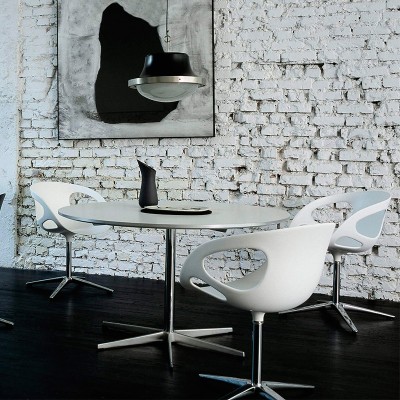 Fritz Hansen Tavolo Circolare Altezza 72 di Arne Jacobsen