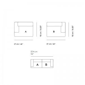 medidas sofá modular 2 plazas Connect Muuto