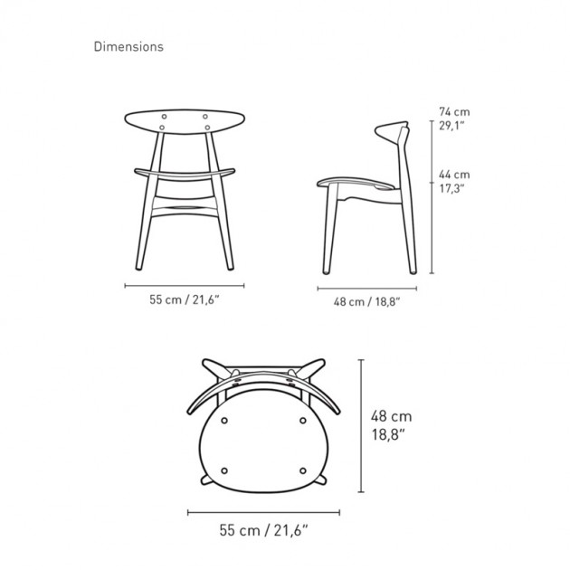 medidas silla CH33T Carl Hansen