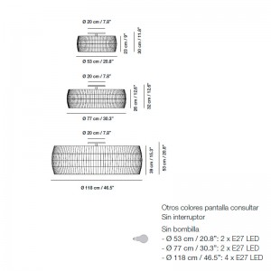 medidas e información bombillas para plafón Isamu Carpyen