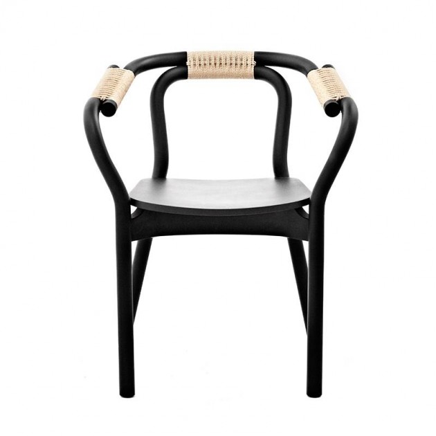 Silla con brazos Knot Chair Black/Nature de Normann Copenhagen