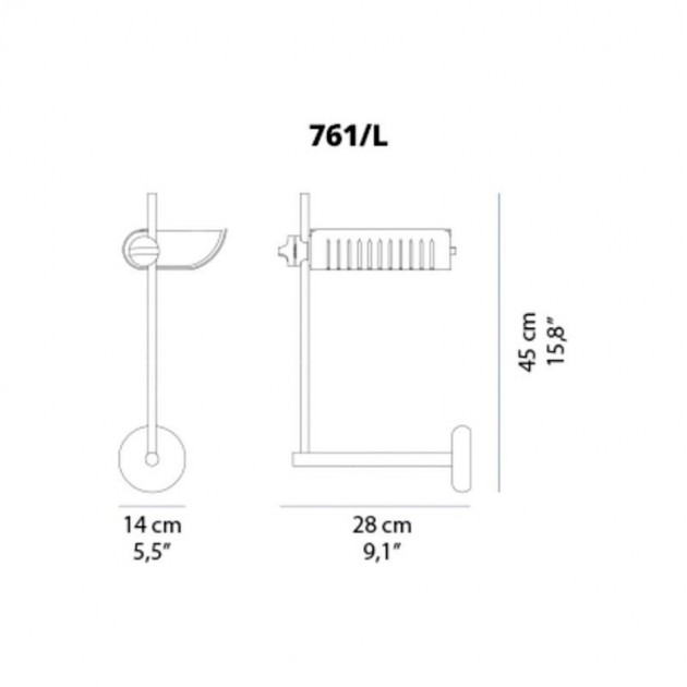 medidas oluce aplique pared Colombo 761L