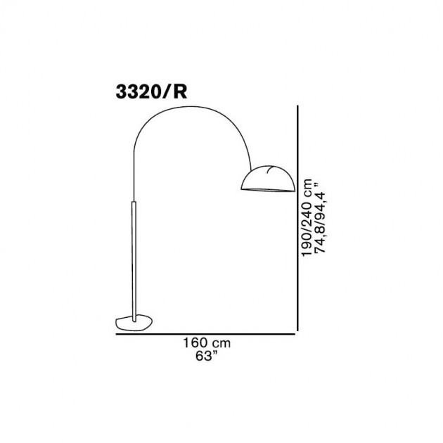 medidas lámpara Coupé 3320 Oluce