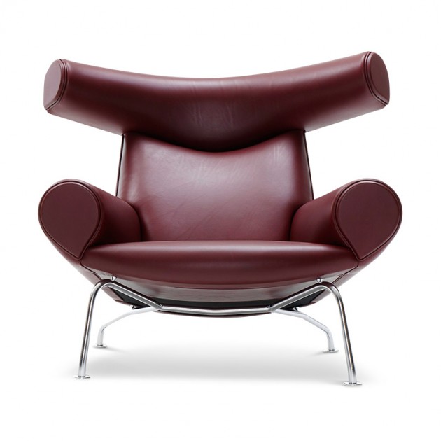 Wegner OX Chair Fredericia piel burdeos