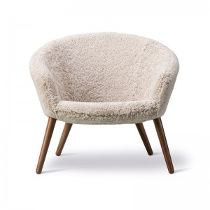 Fredericia butaca Ditzel sheepskin base nogal