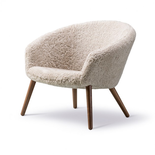 perfil Fredericia butaca Ditzel sheepskin base nogal