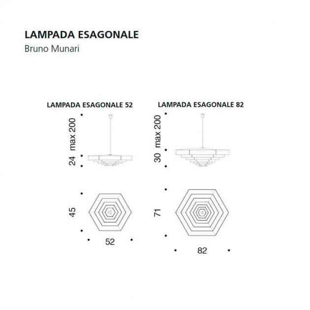 Lámpara Esagonale medidas Danese Milano