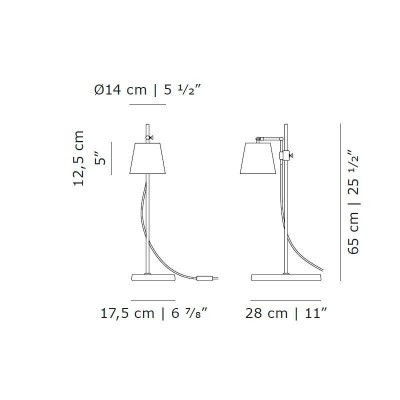 Medidas Lámpara de mesa Lab Light Table de Karakter Copenhagen