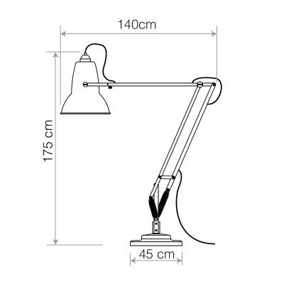 Lámpara Original 1227 Giant Outdoor Floor Lamp Anglepoise medidas Lámpara Original 1227 Giant Outdoor Floor Lamp Anglepoise medidas