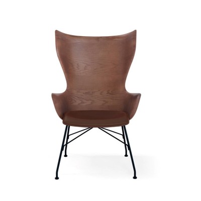 Poltrona K/Wood rivestita in pelle di Philippe Starck per Karteell Poltrona K/Wood rivestita in pelle di Philippe Starck per Karteell