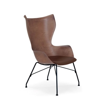 Poltrona K/Wood rivestita in pelle di Philippe Starck per Karteell Poltrona K/Wood rivestita in pelle di Philippe Starck per Karteell