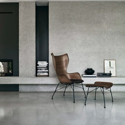 Poltrona K/Wood rivestita in pelle di Philippe Starck per Karteell Poltrona K/Wood rivestita in pelle di Philippe Starck per Karteell
