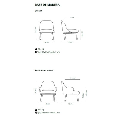 Viccarbe, Poltrona aba com base em madeira Viccarbe, Poltrona aba com base em madeira