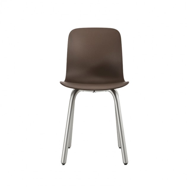 Silla Substance base aluminio y asiento polipropileno gris beige.