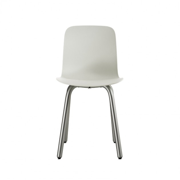 Silla Substance base aluminio y asiento polipropileno blanco.