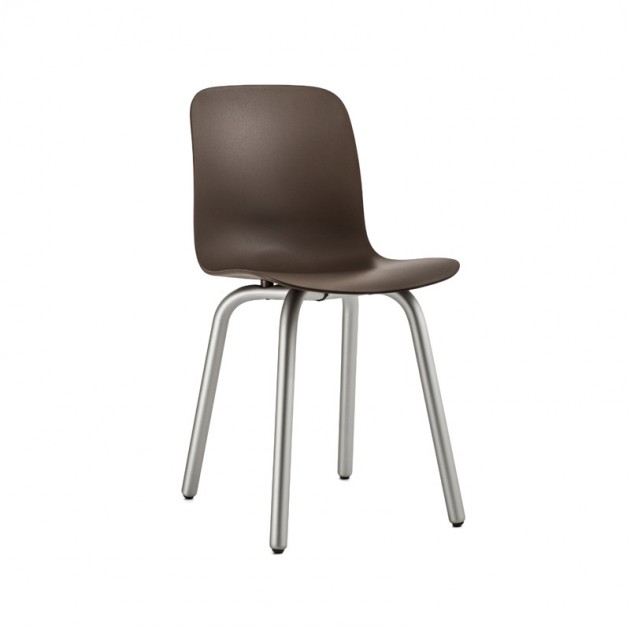 Silla Substance base aluminio y asiento polipropileno gris beige.