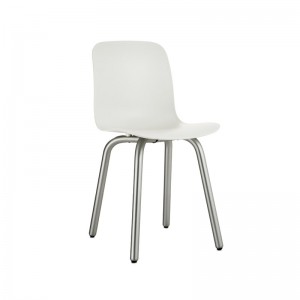 Silla Substance base aluminio y asiento polipropileno blanco.