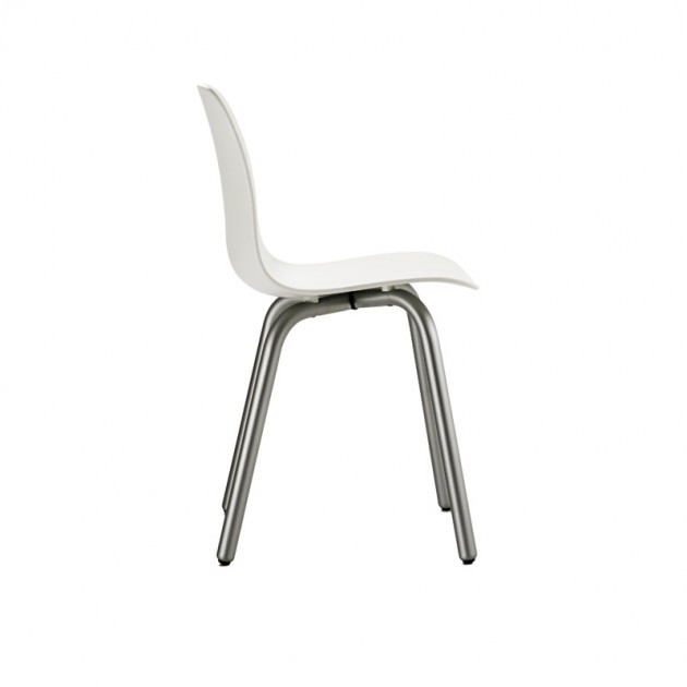 Silla Substance base aluminio y asiento polipropileno blanco.