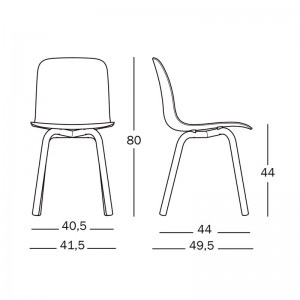 Silla Substance base aluminio y asiento polipropileno medidas.