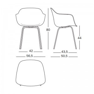 Silla Substance con brazos y estructura tubular de acero medidas