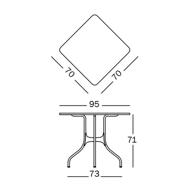 Mesa Milà exterior de 70x70cm