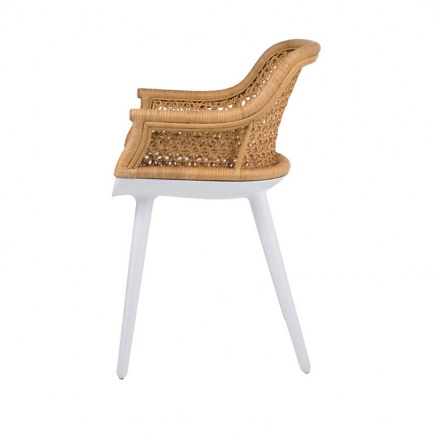 Silla Cyborg Elegant natural wicker y glossy white