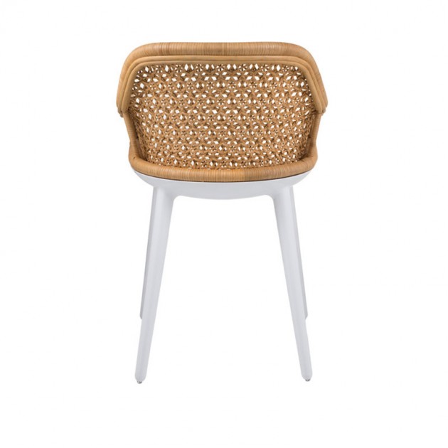 Silla Cyborg Elegant natural wicker y glossy white