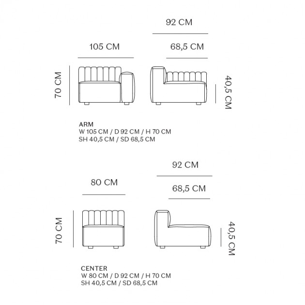 Medidas elementos sofá Riff de Norr11