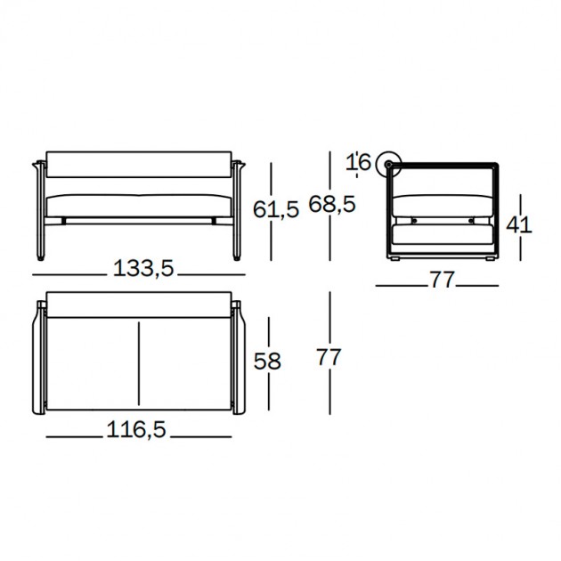 Medidas Sofá Brut 2 plazas