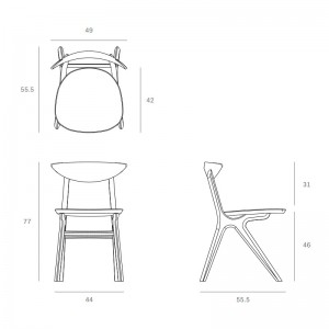 Medidas de la Silla Eye de roble diseñada por Alain Van Havre para Ethnicraft