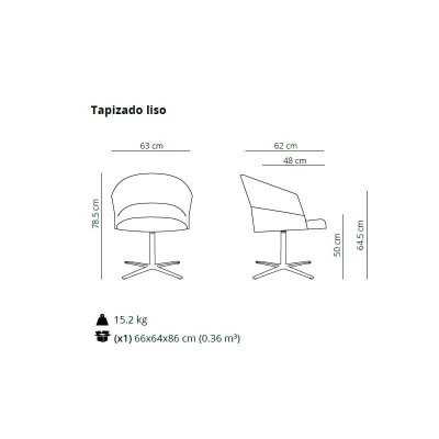 Medidas silla Copa de Viccarbe con base giratoria plana en Moises Showroom Medidas silla Copa de Viccarbe con base giratoria plana en Moises Showroom