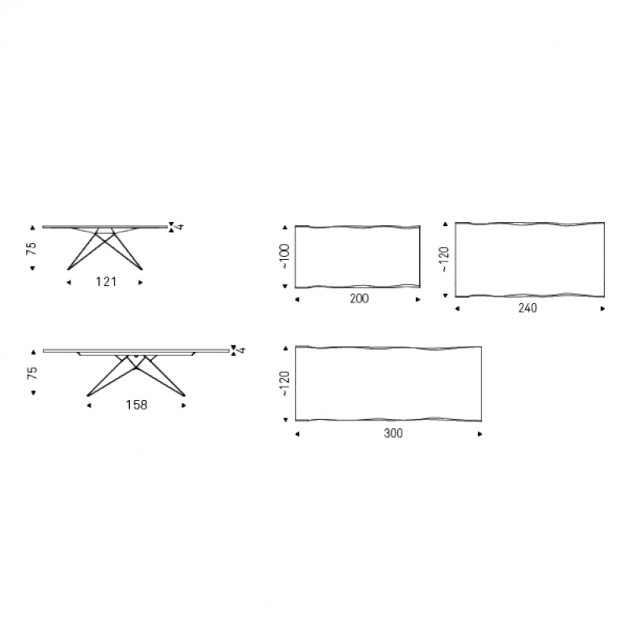 Medidas mesa Premier Wood de Cattelan Italia