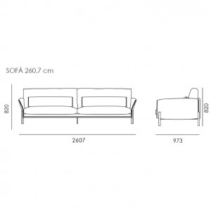 Medidas sofá Helmut 260,7 cm de Trebol Mobiliario