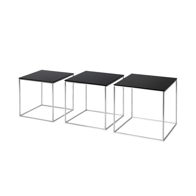 Nesting black tables PK71 by Fritz Hansen