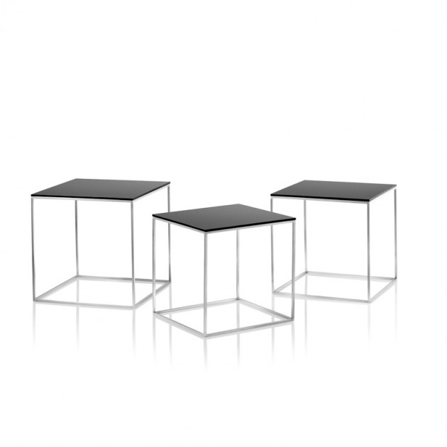 Nesting black tables PK71 by Fritz Hansen