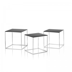 Nesting black tables PK71 by Fritz Hansen