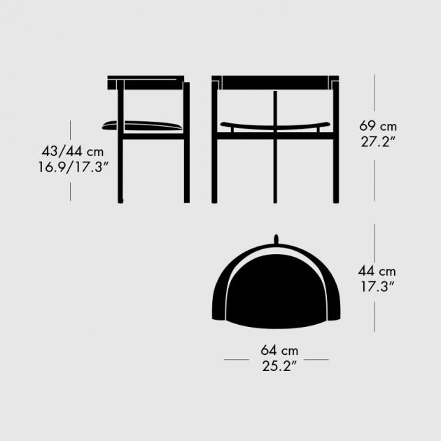 Medidas silla PK11™ de Poul Kjærholm