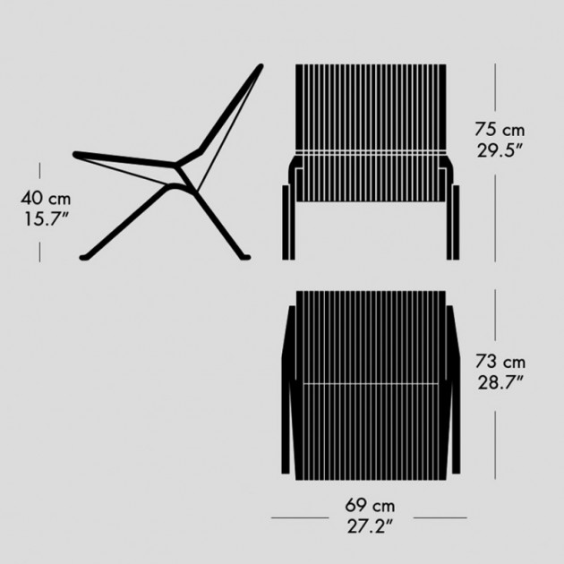 Medidas butaca PK25™ de Fritz Hansen