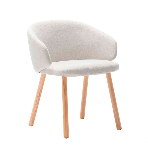 Sillón Binar 60 con respaldo bajo y 4 patas de madera de Inclass