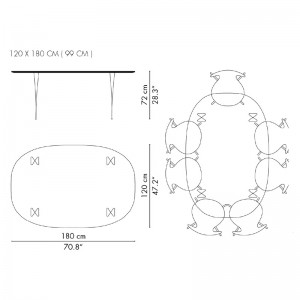 Medidas mesa Superellipse 180cm de Fritz Hansen