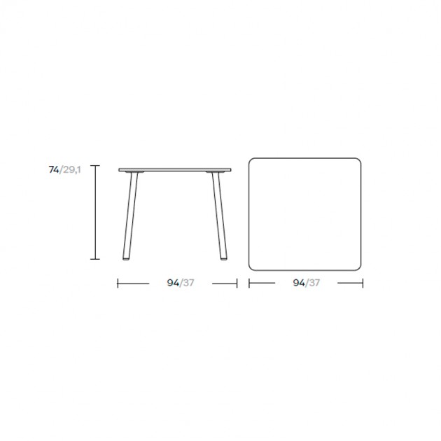 Medidas Mesa Village 94x94 de Kettal