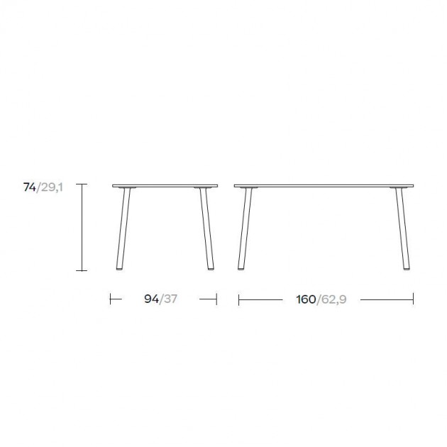 Medidas mesa Village rectangular de Kettal en Moises Showroom