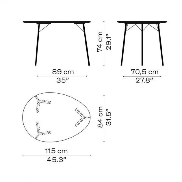 Medidas mesa Egg de Fritz Hansen