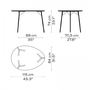 Medidas mesa Egg de Fritz Hansen