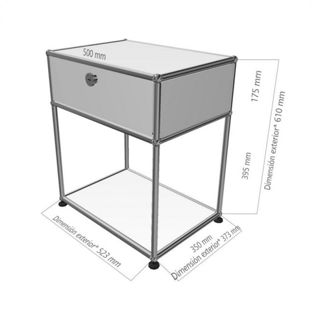 Medidas mesa de noche USM Haller con 1 puerta abatible
